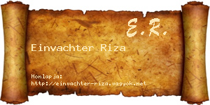 Einvachter Riza névjegykártya